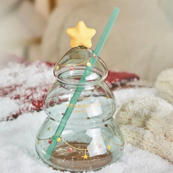 HTF Starbucks 2022 Christmas Tree Glass Straw Cup - Picture 4 of 9